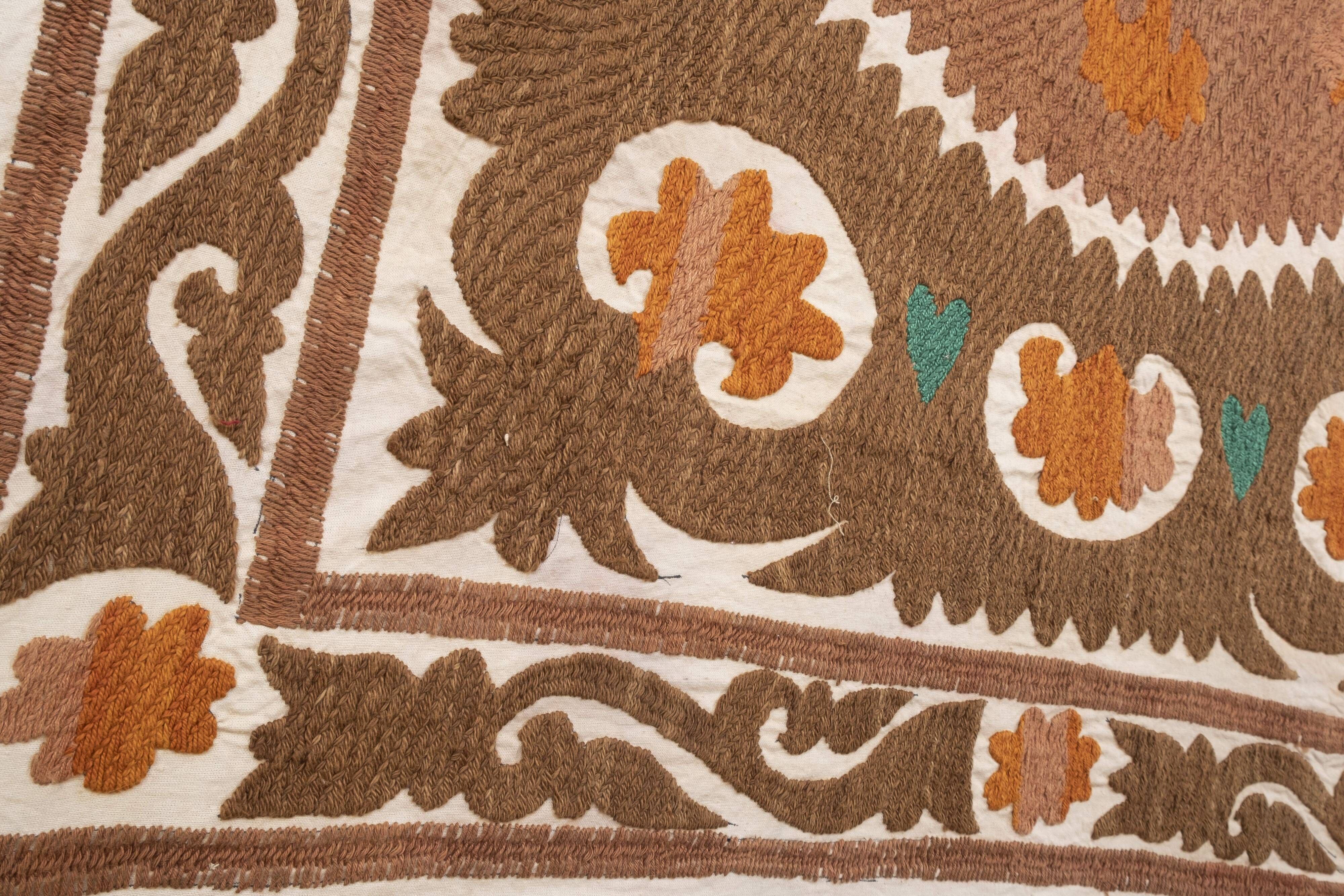 Suzani Tapestry - Faded Red Uzbek Table Cloth - Tribal Embroidery Wall Decor, Vintage Boho Bedspread