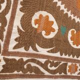Suzani Tapestry - Faded Red Uzbek Table Cloth - Tribal Embroidery Wall Decor, Vintage Boho Bedspread