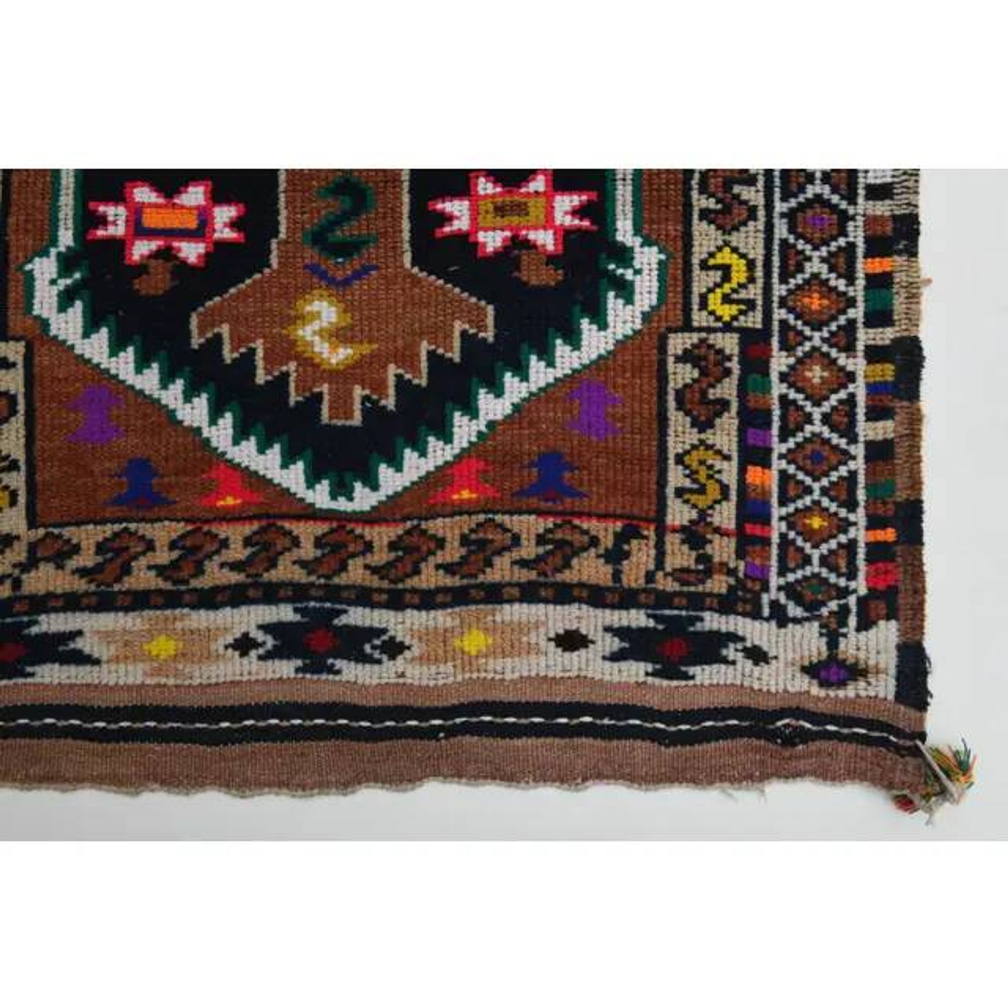 1970s Vintage Turkish Oushak Handmade Wool Cotton Brown Runner Rug 96x301