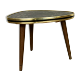 Guéridon triangulaire petite table basse oiseaux fleurs vintage tripode porte plante midcentury 1950