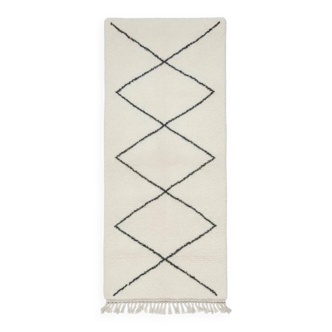 Tapis couloir berbère à losanges noirs 80x300 cm