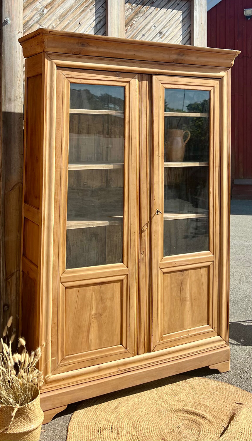 Antique glass-fronted Parisian cupboard: display cabinet bookshelf