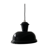 Old oval enamelled industrial hanging lamp