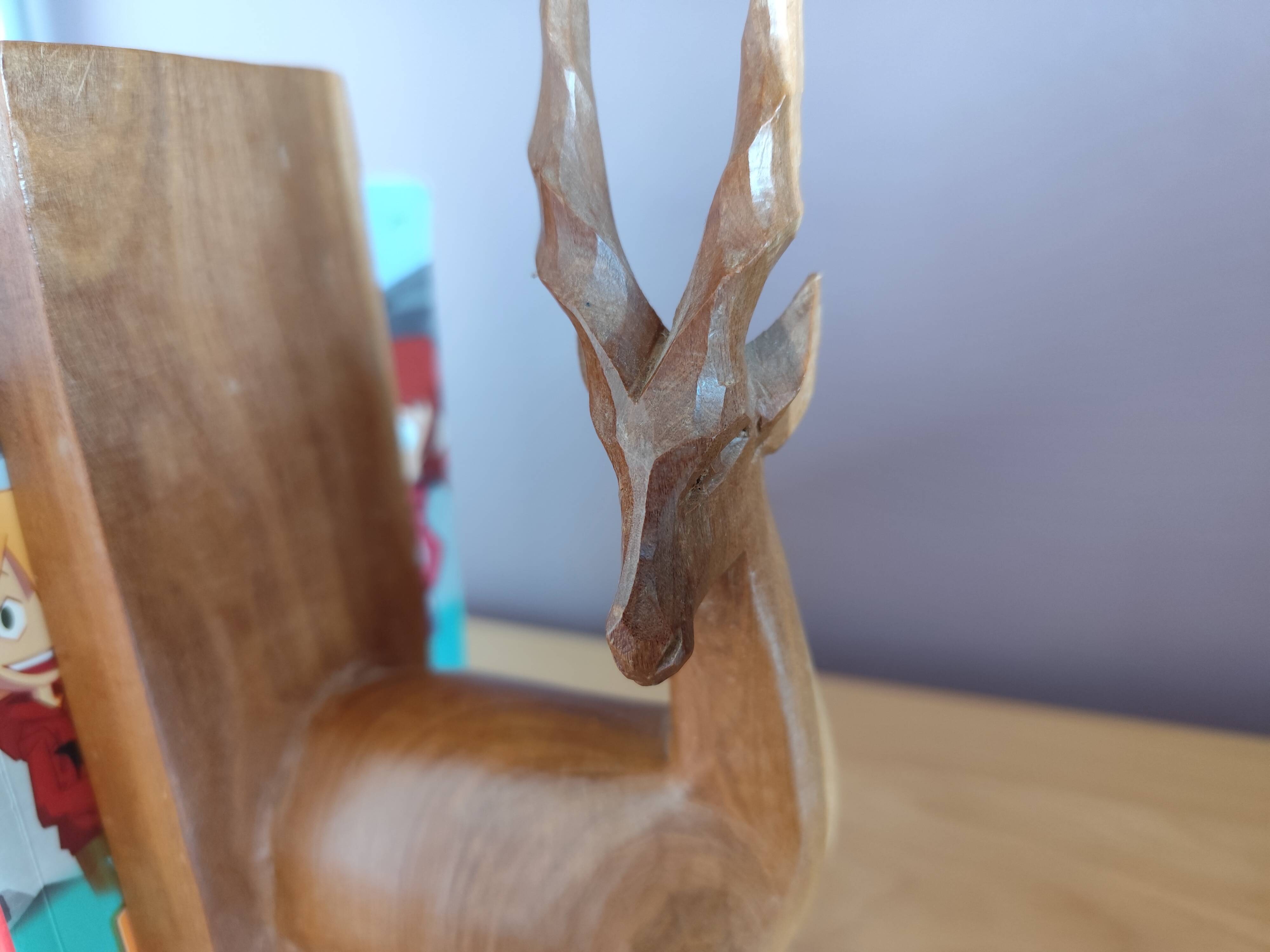 Paire de serre-livres cerfs vintage en chêne massif