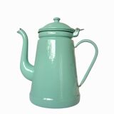 Vintage green enameled sheet metal coffee pot