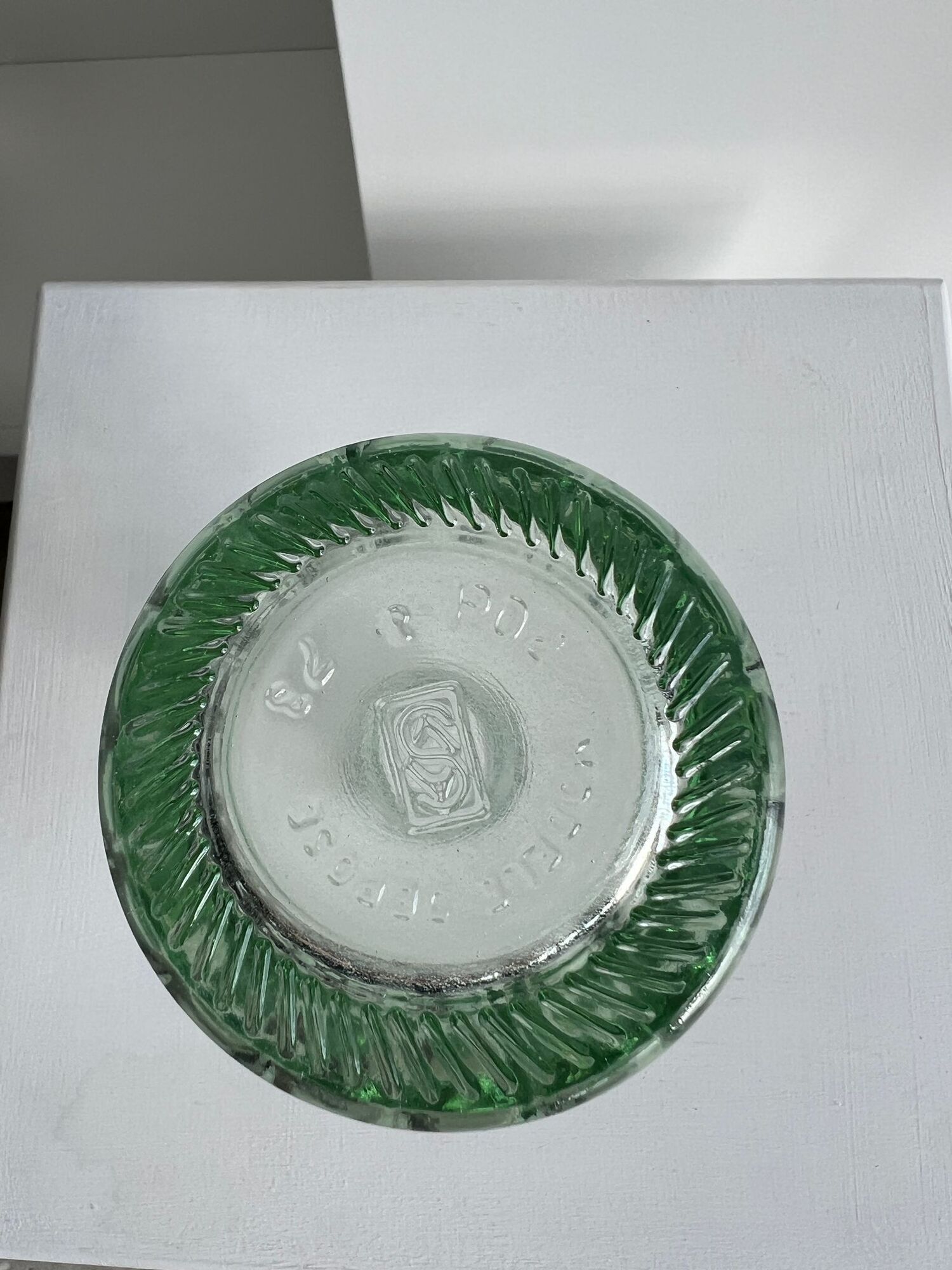 Vintage ovoid glass vase 70cl "Registered model" H:23cm