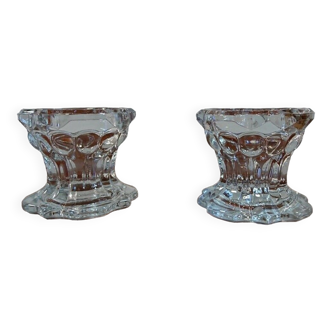 Pair of reims glass candlesticks france