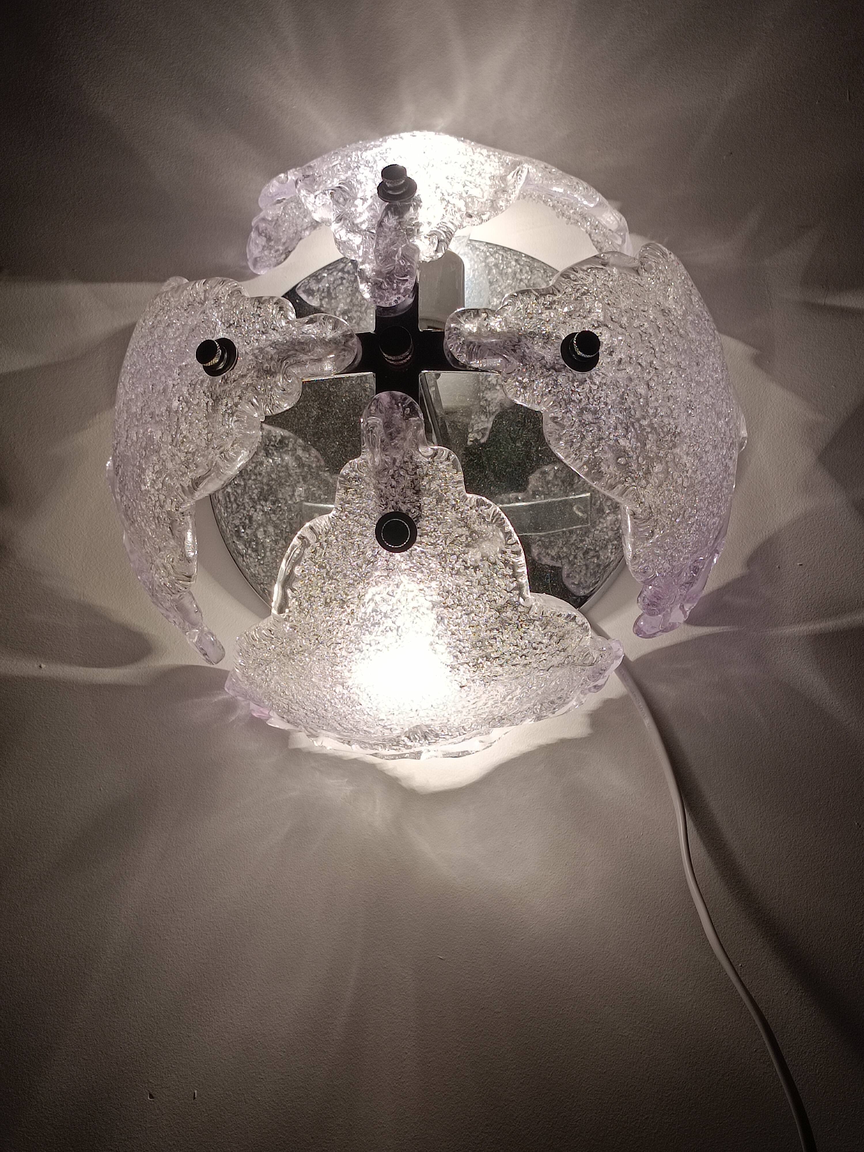 Murano ice glass wall light by Mazzega 1970s