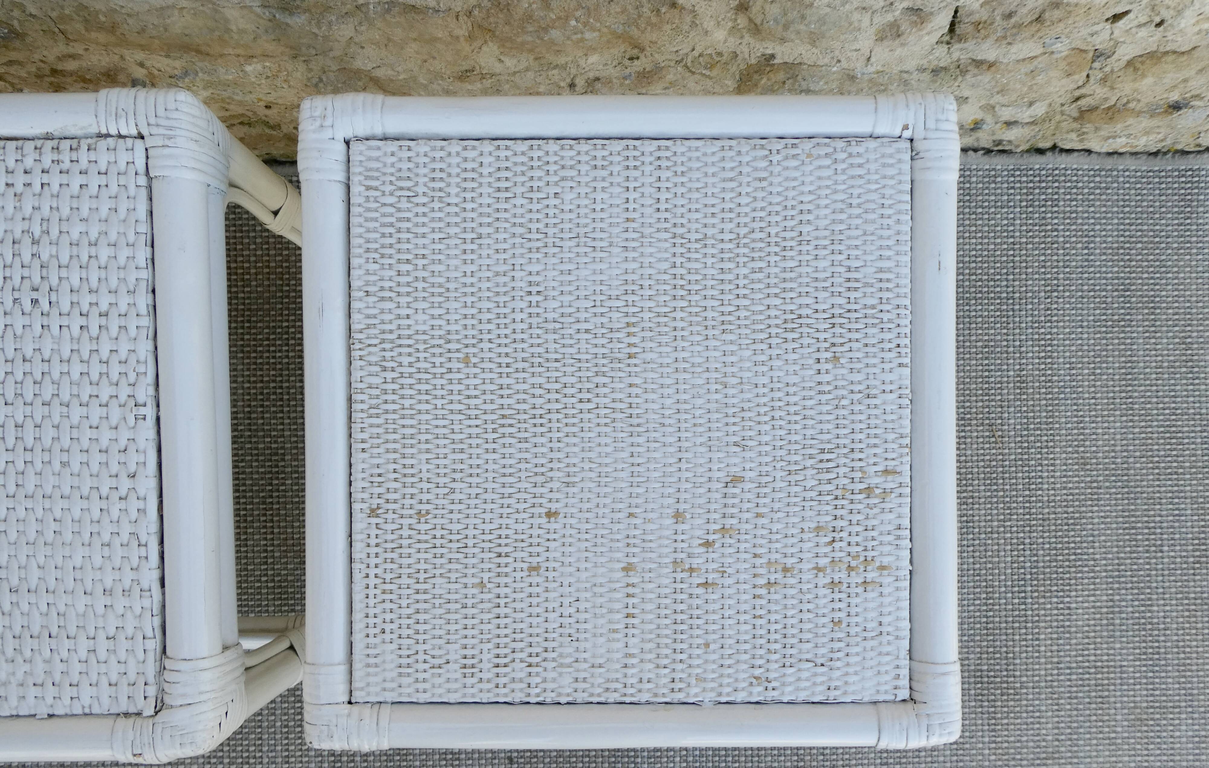 Pair of bedside or rattan sofa tips, 70s-80s