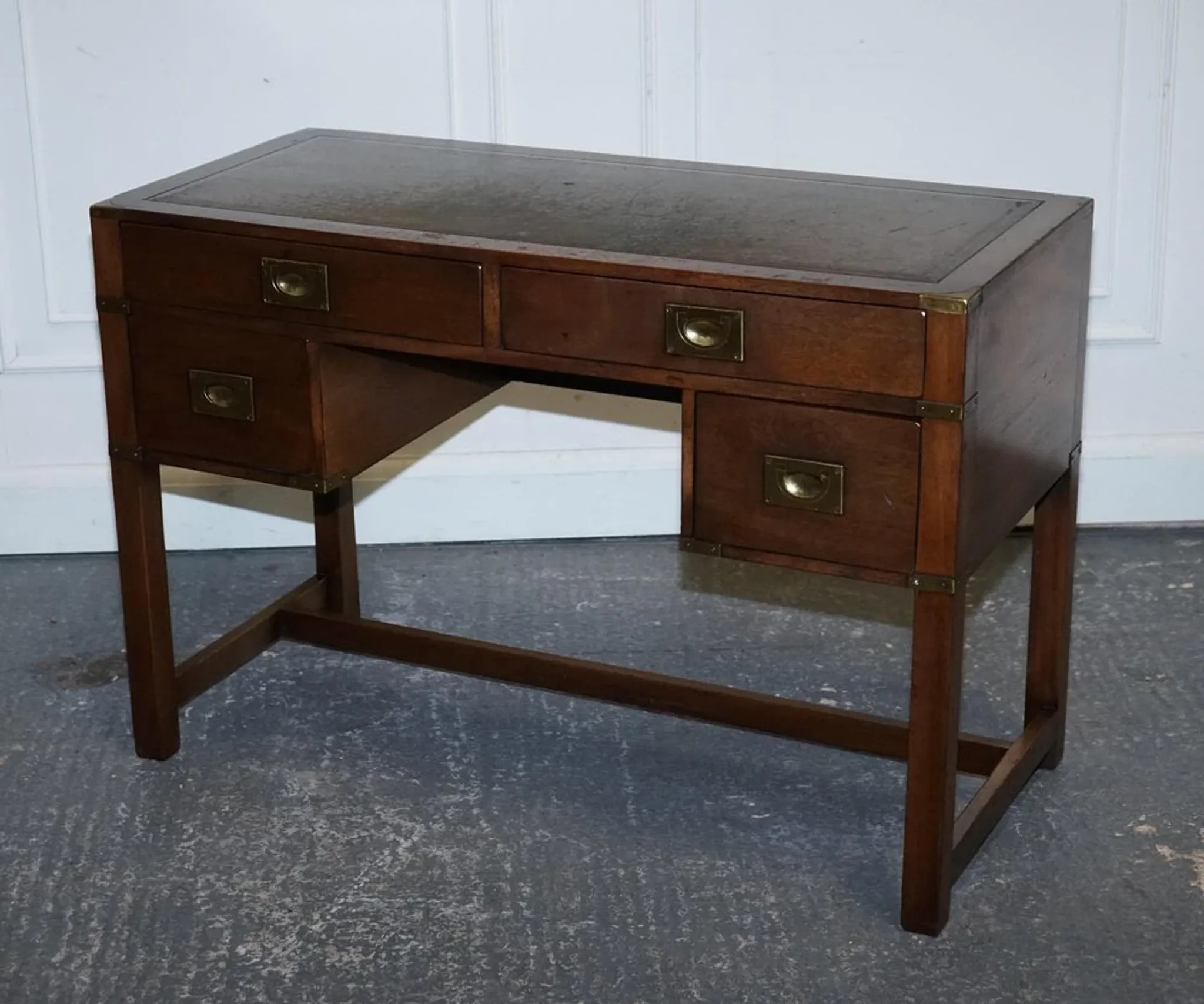 Vintage Military Campaign Desk with Leather Top from Harrods London