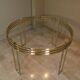 Dining table in chrome and gold steel, Romeo Rega style, Italy, 1970s.