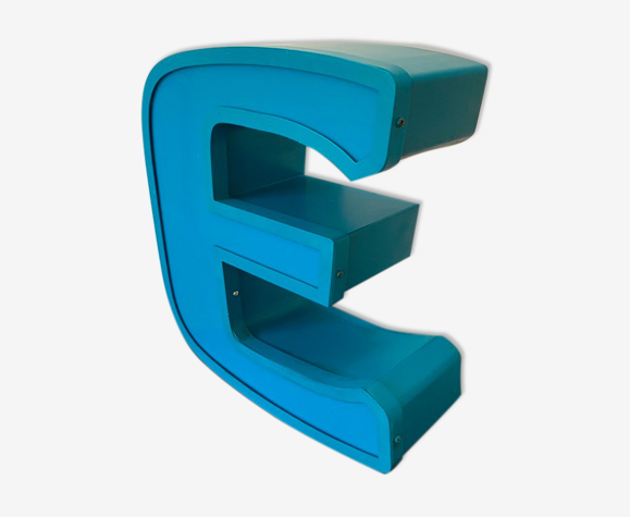 Lettre E d’enseigne en aluminium alu et plexiglas plexi vintage 1970