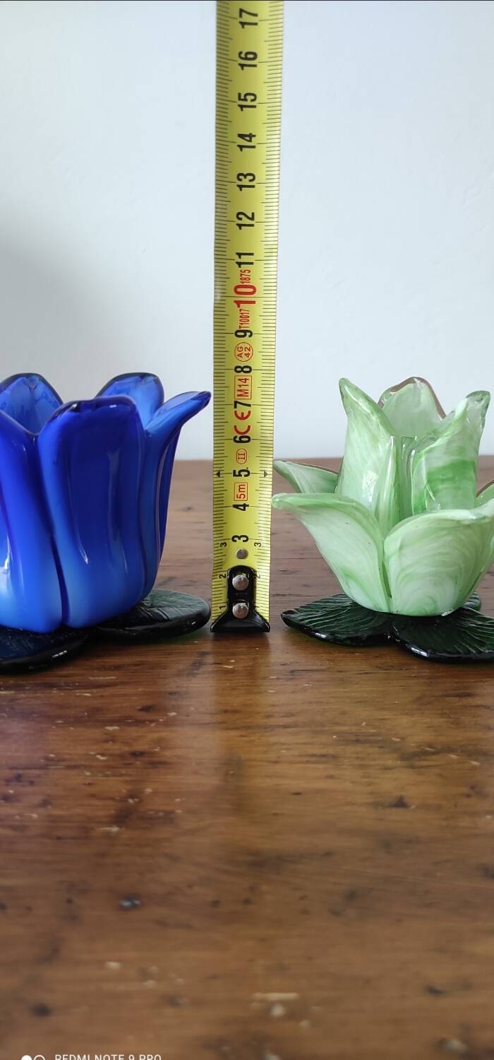 Glass Flower Candle Holder Set