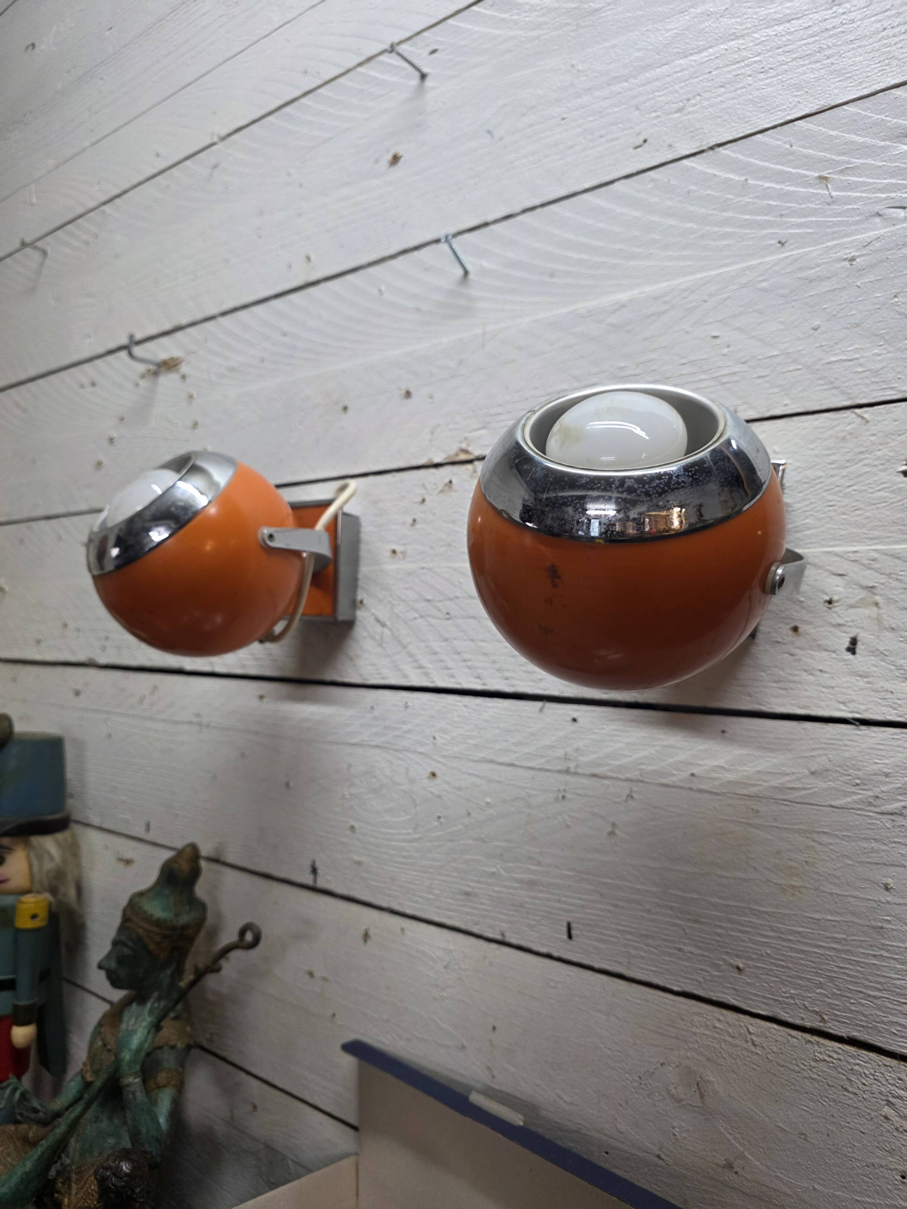 Pair of vintage 70s eyeball wall lights.