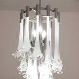 Great Design Murano Glass White Chandelier “Calle” by Venini, 1970