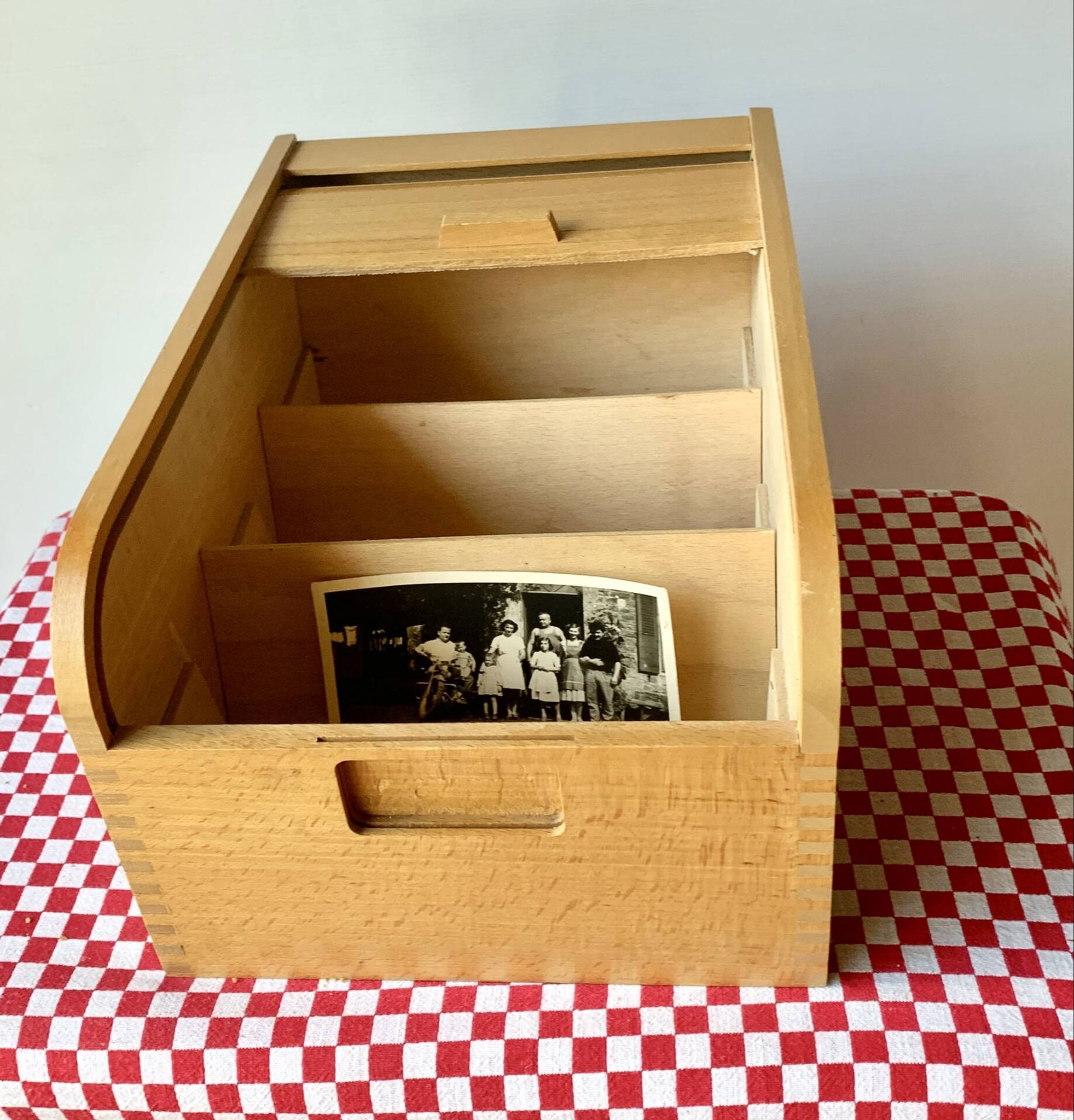 Vintage wooden curtain box / Antique desk box