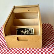 Vintage wooden curtain box / Antique desk box