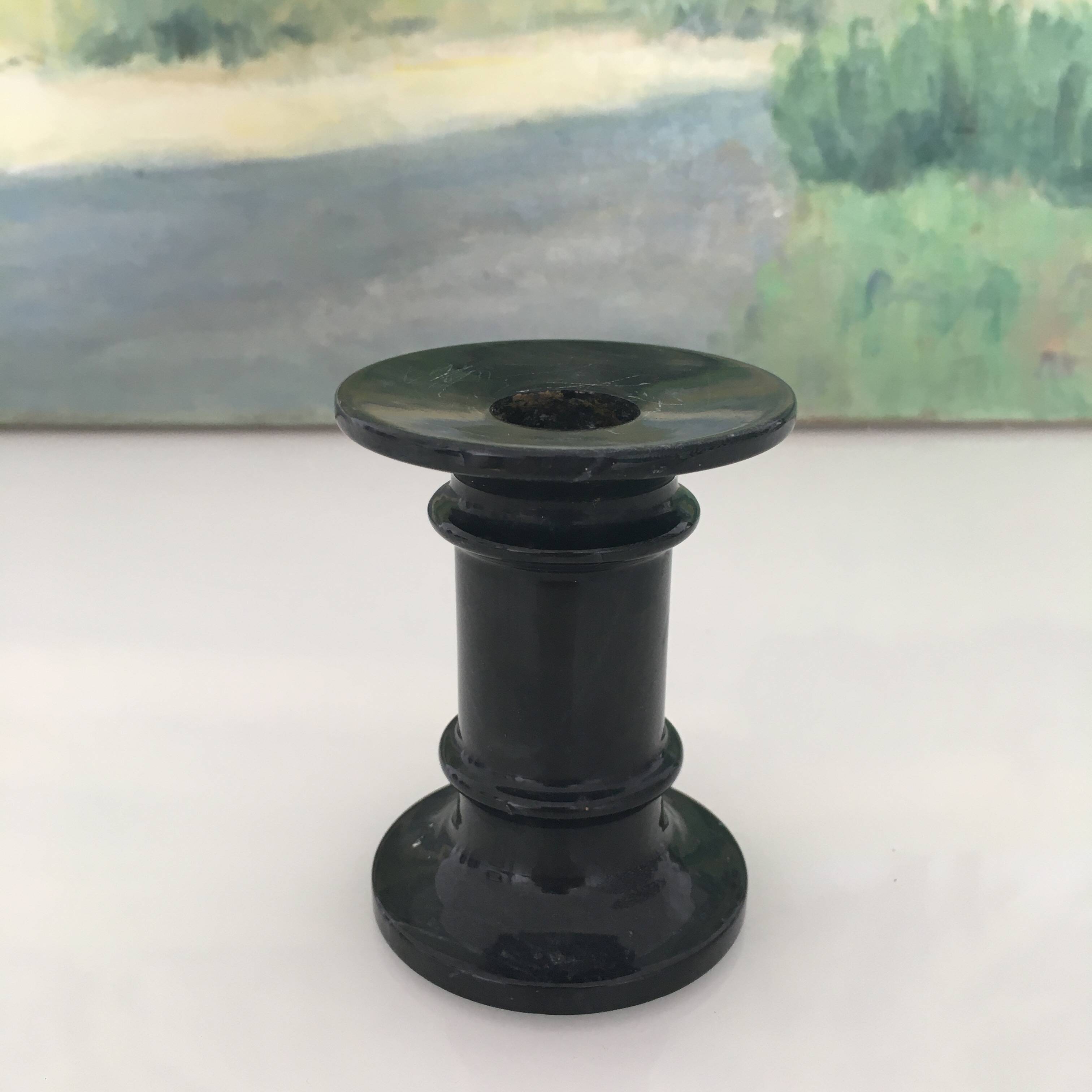 Small black marble candle holder