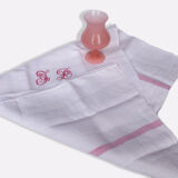 Tablecloth old Monogram embroidered JD cotton / linen thick