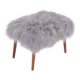 Danish Mid-century Modern stool reupholstered in grey sheep skin