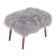 Danish Mid-century Modern stool reupholstered in grey sheep skin