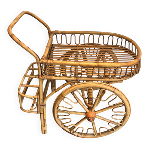 Table roulante en rotin