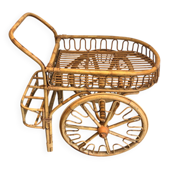 Rattan trolley attributed to Audoux Minet.