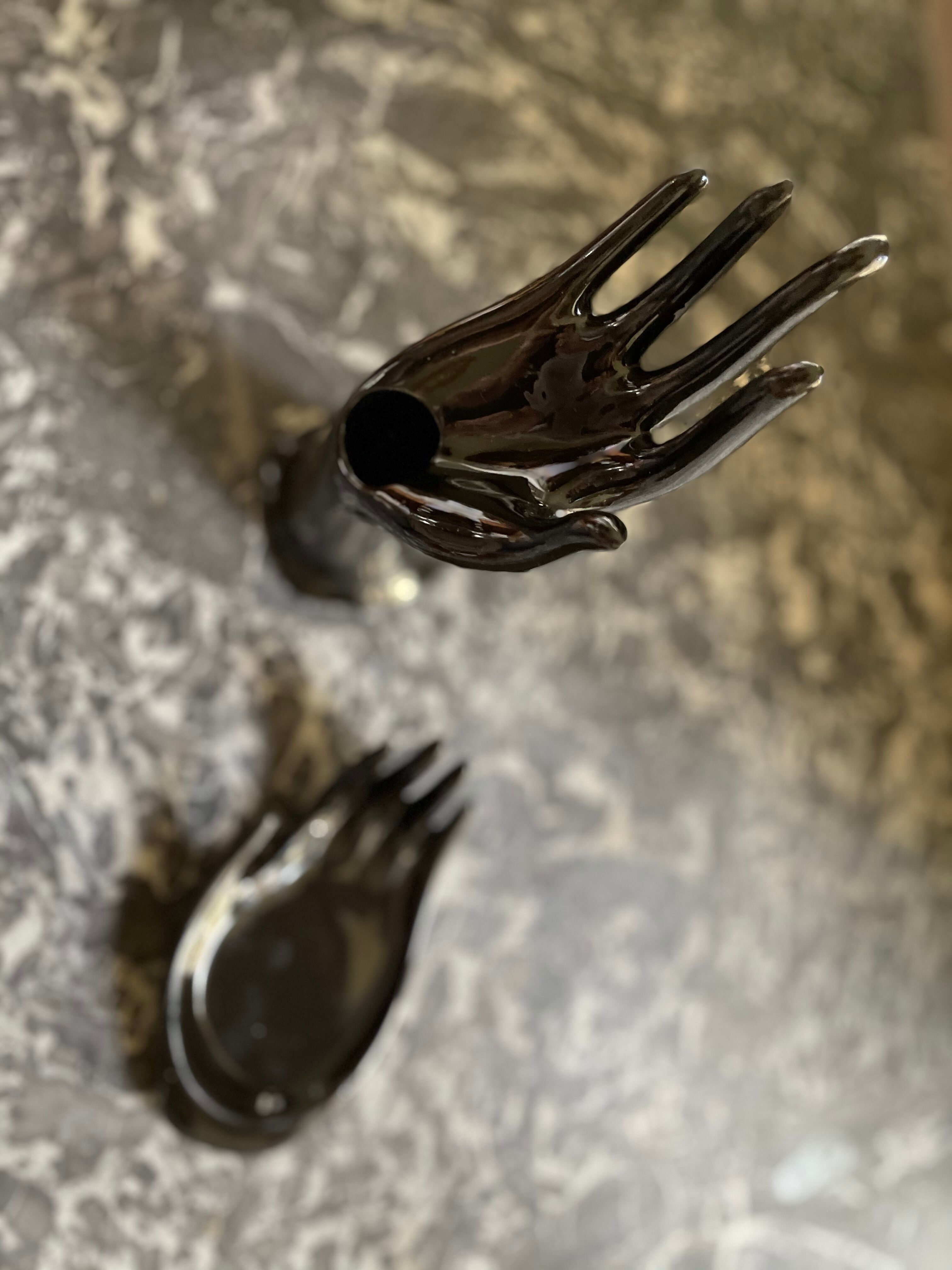 Black ceramic binge hand and cup 1970