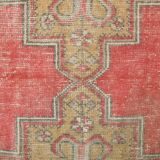 Turkish Light Yellow & Red Vintage Rug, 135x253Cm