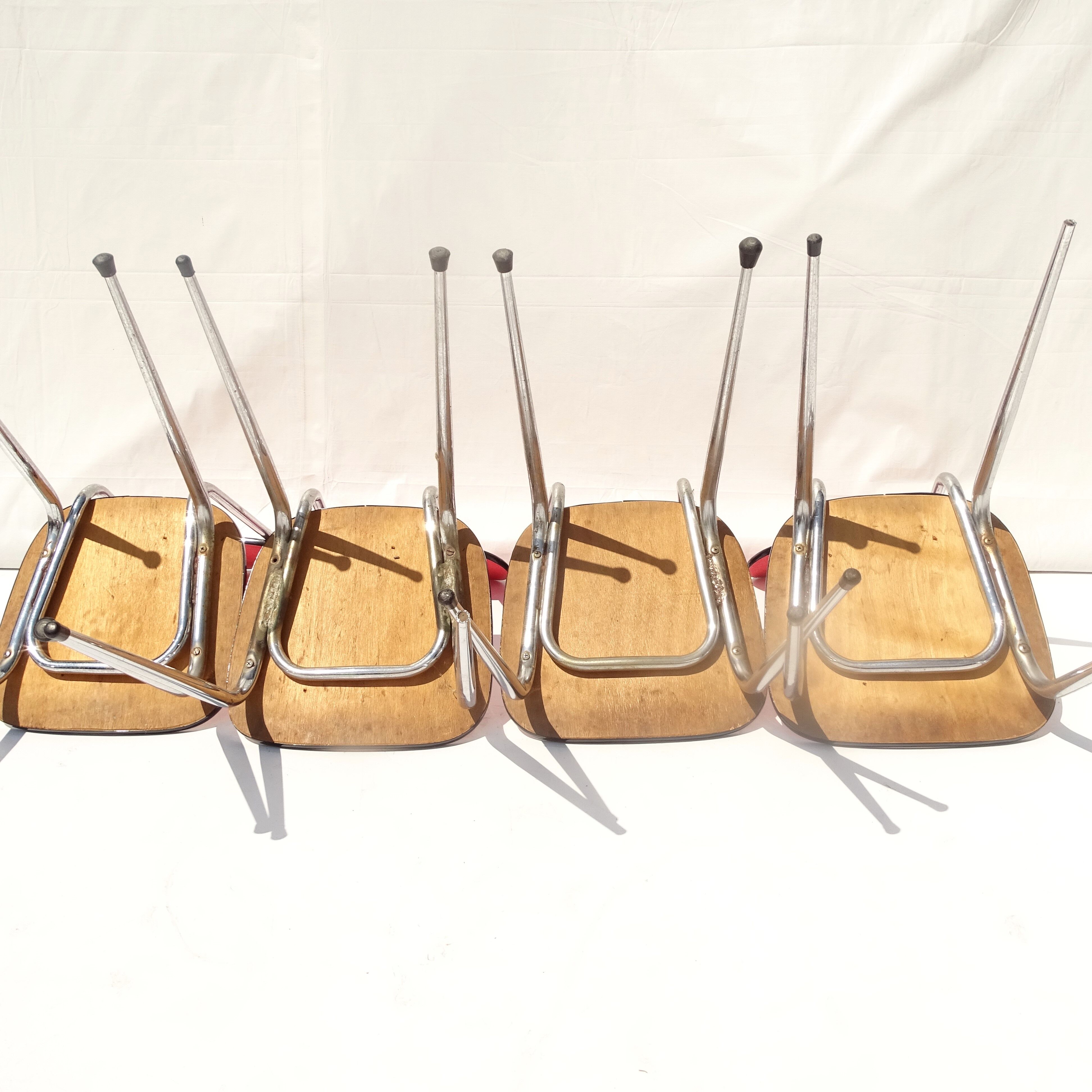 Lot 4 chaises formica rouge