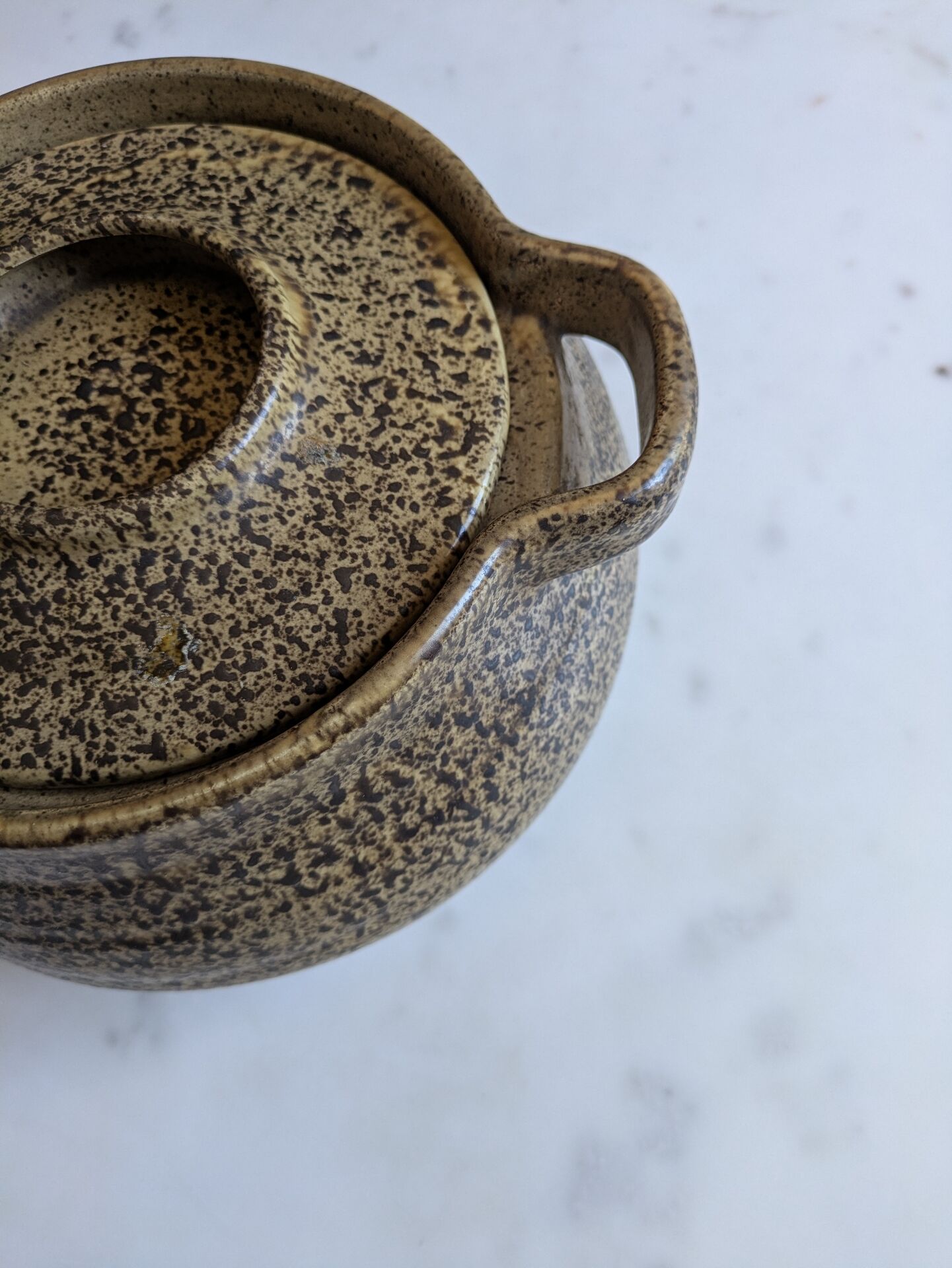 Sublime Soupière en grès moucheté "Les Potiers de l'Abbaye  70'
