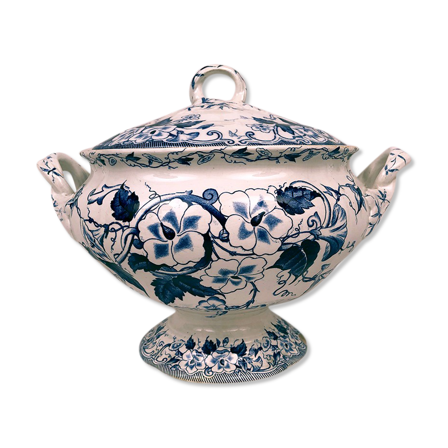 Soupière Creil & Montereau motif Flora