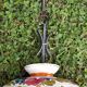 Suspension/chandelier old ceramic openwork flowers & wrought iron, circa 1960