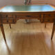 Napoleon Empire style wood and green leather desk 4 drawers 2 sliding shelves