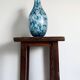 Brutalist Blue and White Reactive Art Glass Vase, Europe, 1970s