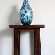 Brutalist Blue and White Reactive Art Glass Vase, Europe, 1970s