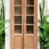 Parisian glass cabinet in raw wood, 1940