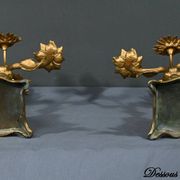 Paire de candélabres en régule doré et onyx – 1940