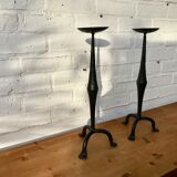 Pair of wrought iron candlesticks black gothic