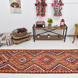 Bold multicolor kilim runner rug,92x395cm