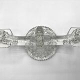 SKLO UNION Libochovice double candlestick • 2-flame pressed glass candle holder • Art Deco