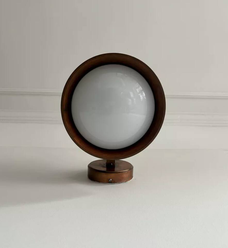 Vintage copper and opaline wall light, BEGA 1960
