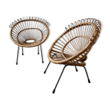 60s design rattan armchairs