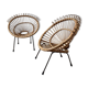 60s design rattan armchairs