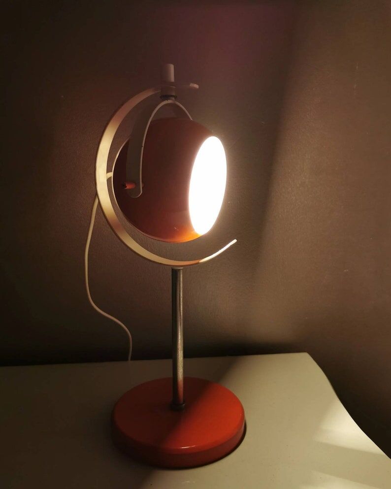 Vintage orange lamp space age, eyeball, 1970