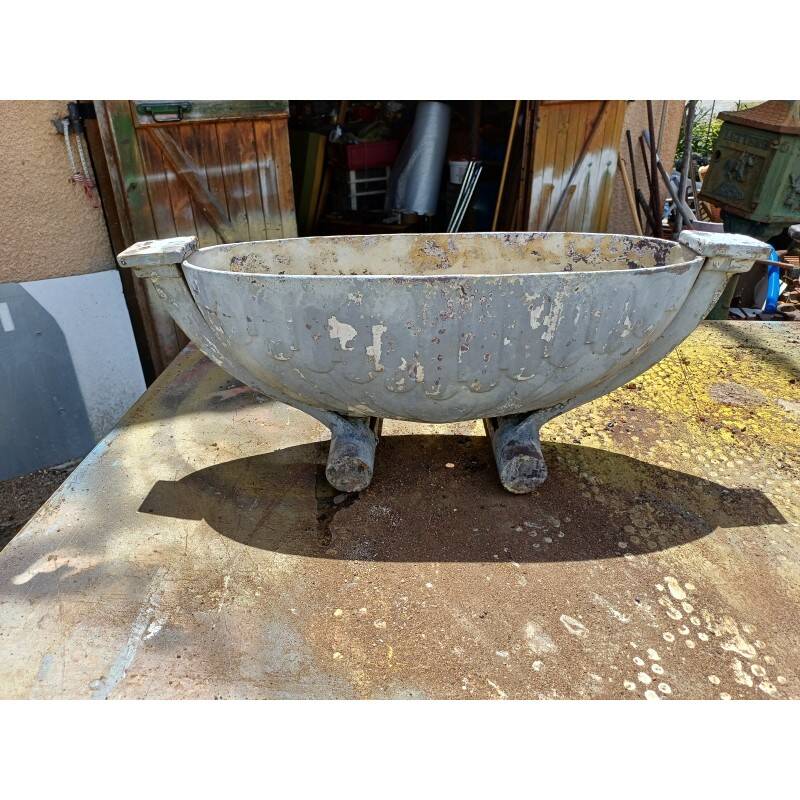 2 art deco enamelled cast iron planters