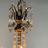Gilt bronze cage chandelier decorated with cut crystal pendants circa 1900