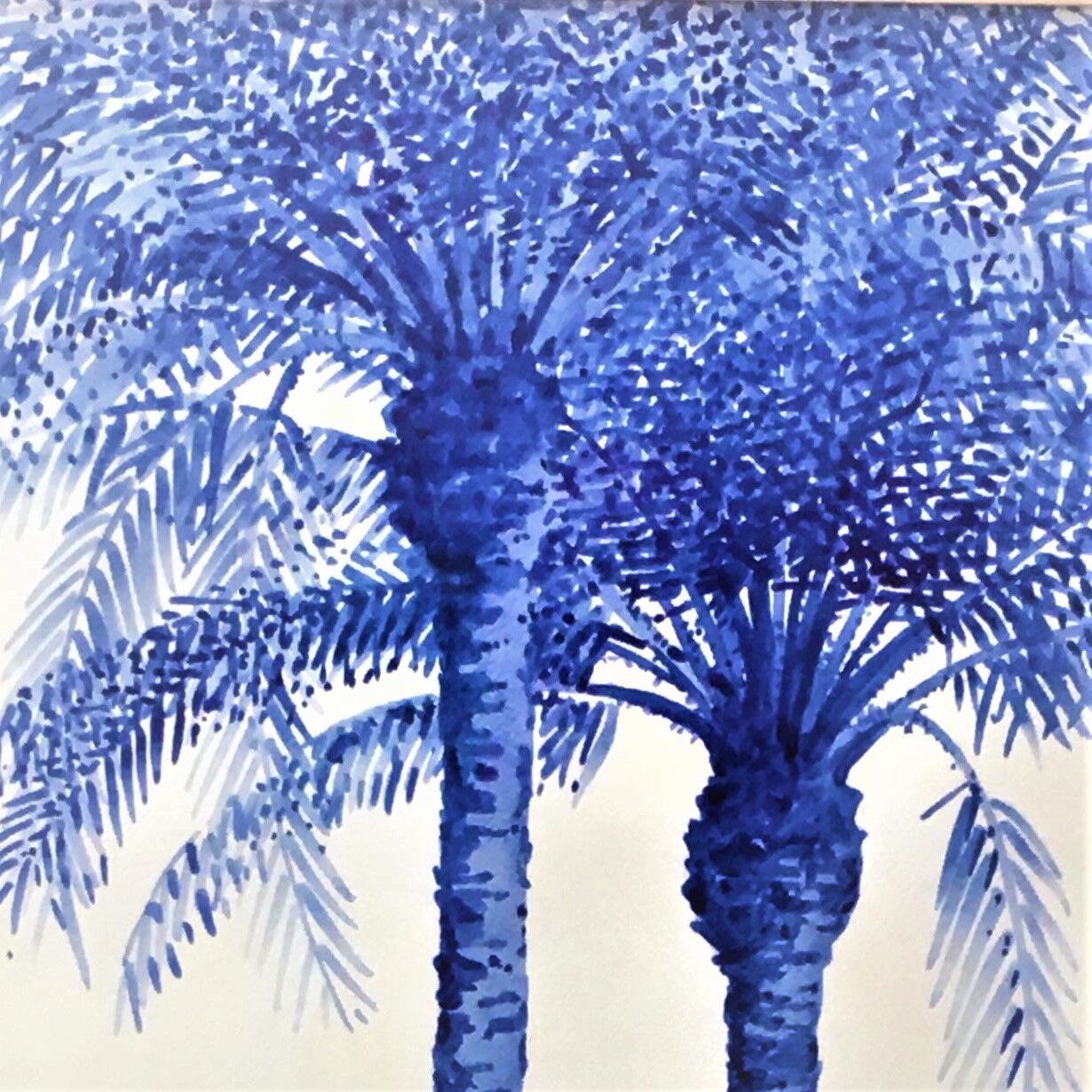 Dessin Palmiers Bleu