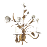 Wall lamp flowers metal white and golden Masca Italy