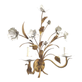 Wall lamp flowers metal white and golden Masca Italy